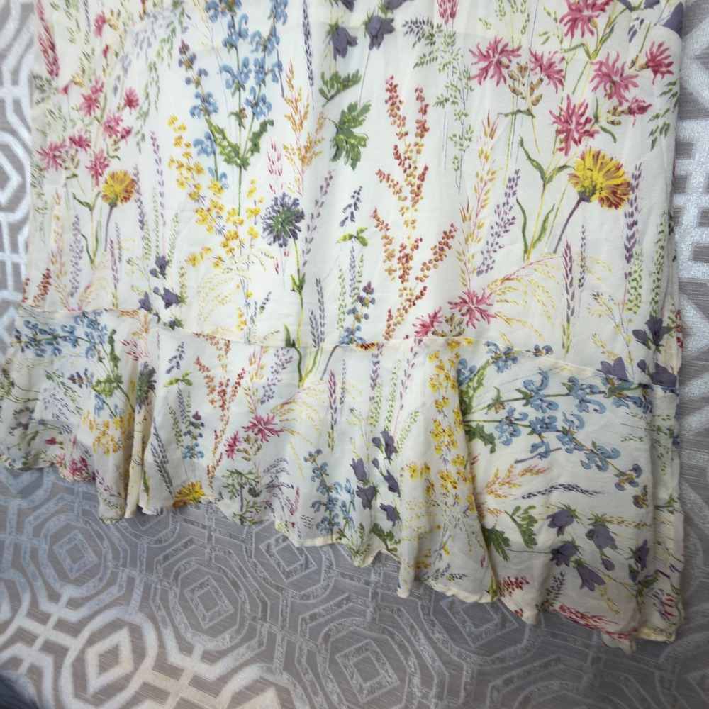 Madewell Silk Wildflower Pintuck Ruffle Dress Cottage core cream Floral 6 - Picture 6 of 8